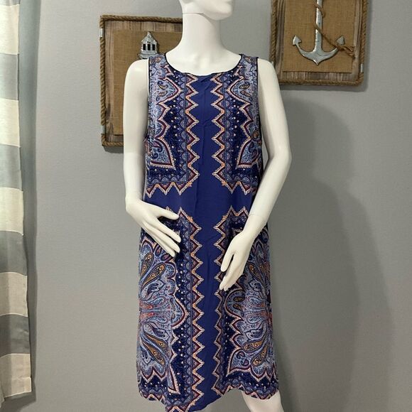 J. Jill Blue and Gold Sleeveless Sundress - Picture 1 of 7